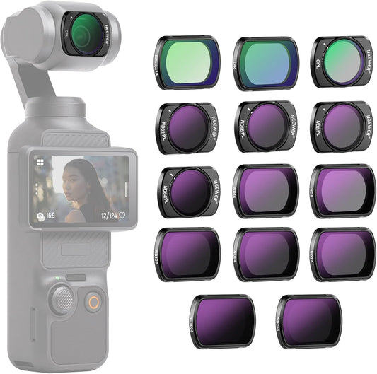 NEEWER Magnetic ND & CPL & Effect Filter Set Compatible with DJI OSMO Pocket 3, 14 Pack CPL ND8/16/32/64/128/256/1000 ND8/PL ND16/PL ND32/PL ND64/PL