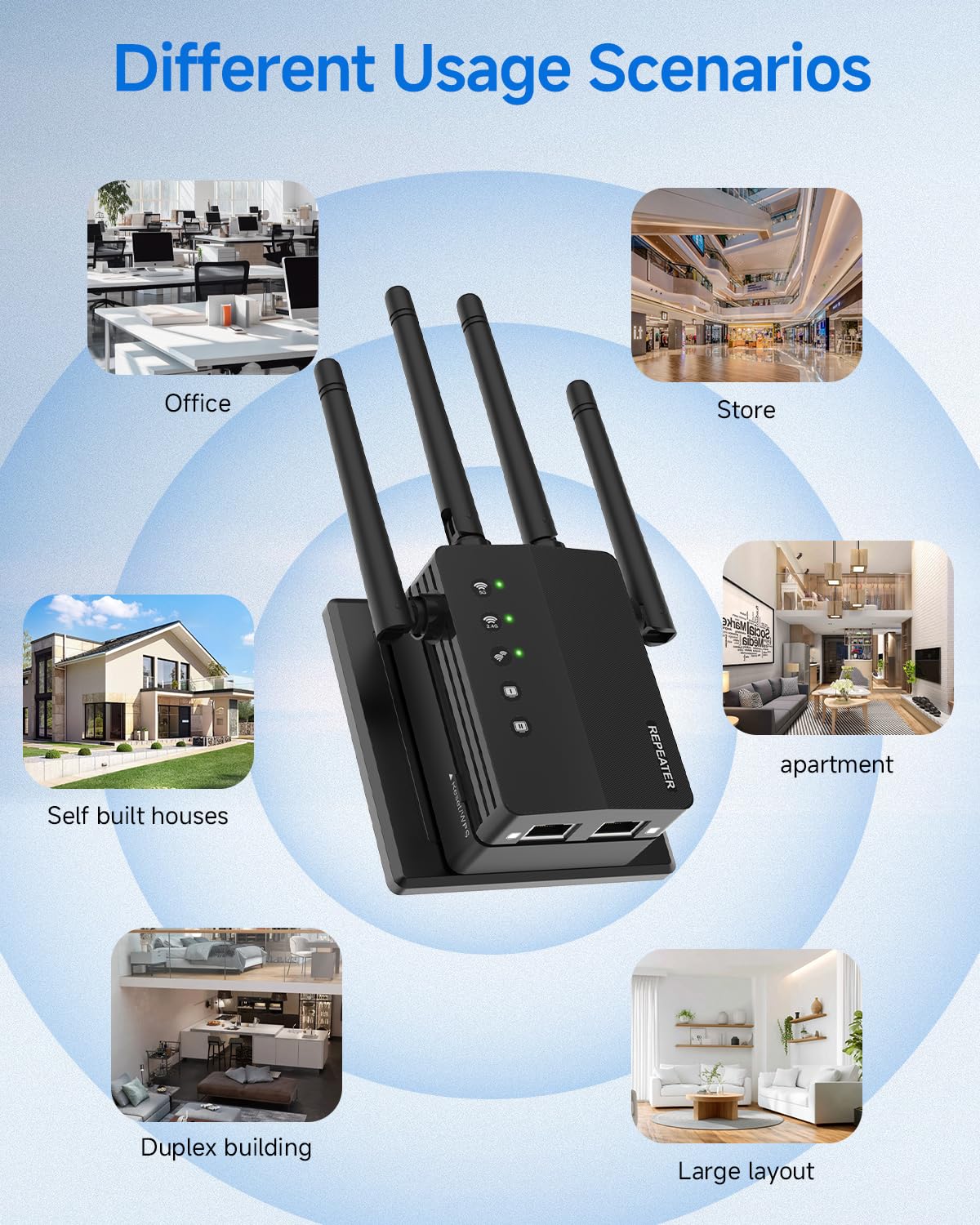 WiFi Extender, 1200Mbps Dual Band 2.4/5GHz WiFi Extender Signal Booster - 12880 Sq Ft Coverage, Easy Setup, Supports 105 Devices, 1-Tap Setup
