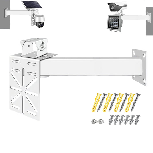 FINXRoll 30cm/11.8” Security Camera Mount Bracket with L-Shaped Adapter Plate, Indoor Outdoor Heavy Duty CCTV Bracket for Dual Cameras/Solar Panel/LED