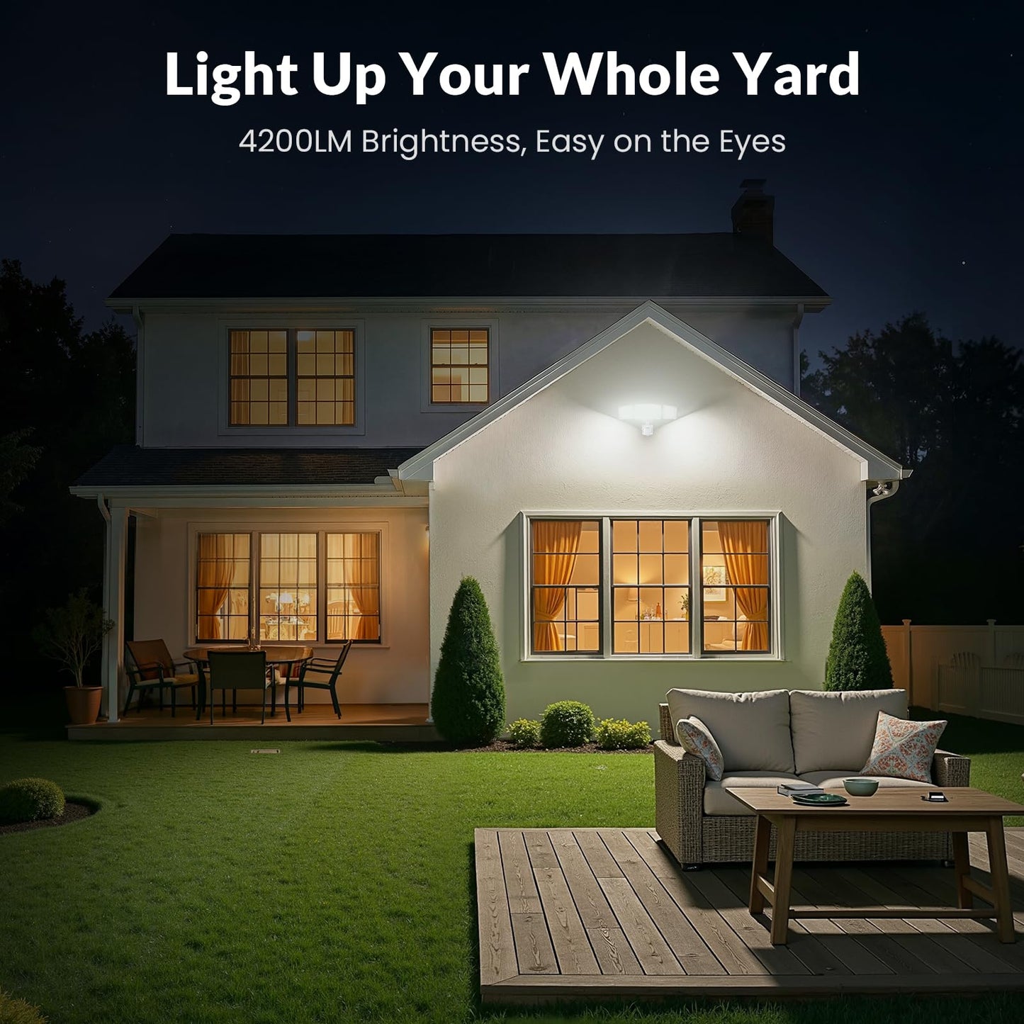 LEPOWER LED Security Lights Motion Sensor Light Outdoor, 38W 4200LM Light, 5500K, IP65 Waterproof, 3 Head Detected Flood Light for Garage, Yard, Porch