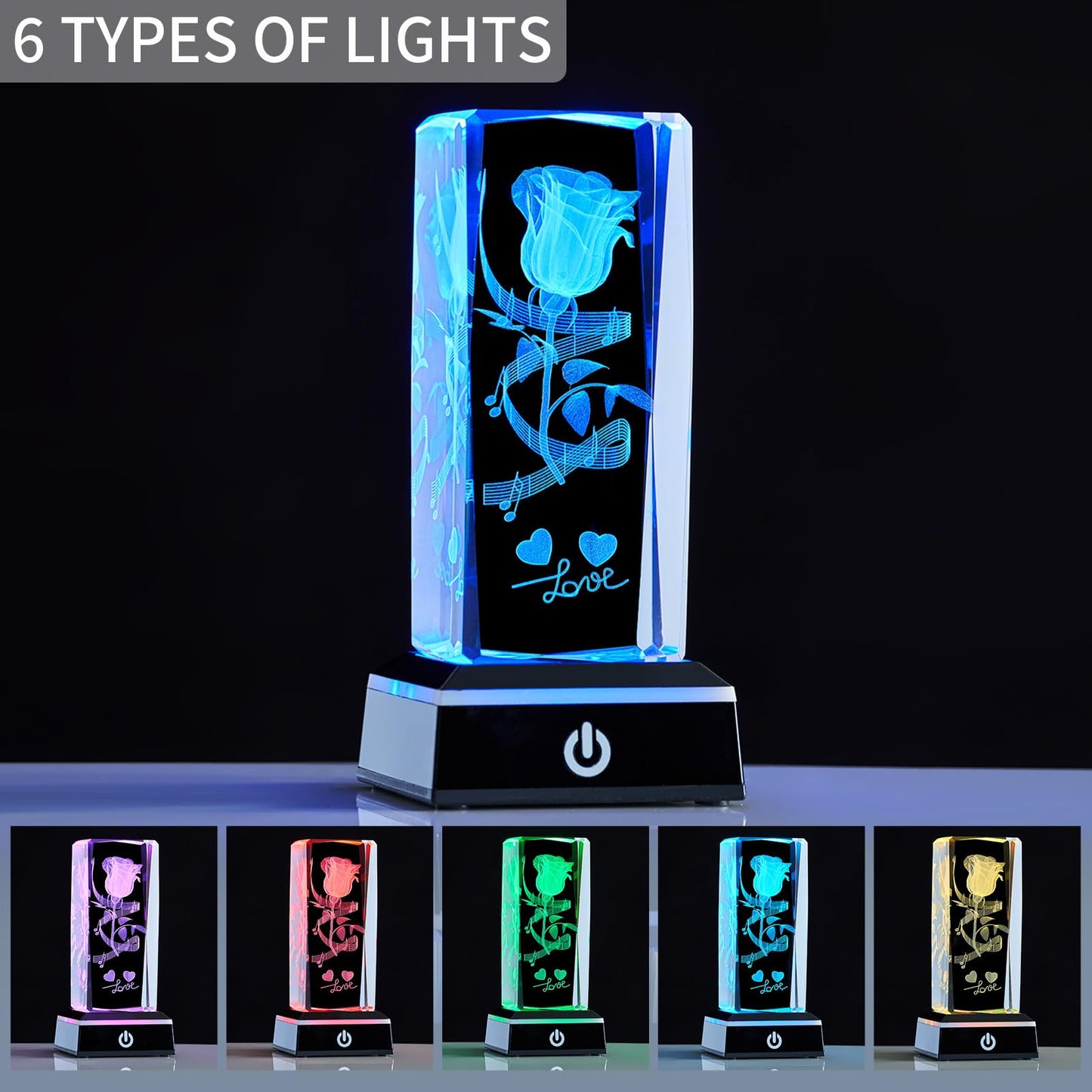 Zerelys 3D Crystal Christmas Gifts for Women with LED Base, Crystal Lamp Christmas Home Room Party Decor Gift for Mom Men(Merry Christmas)