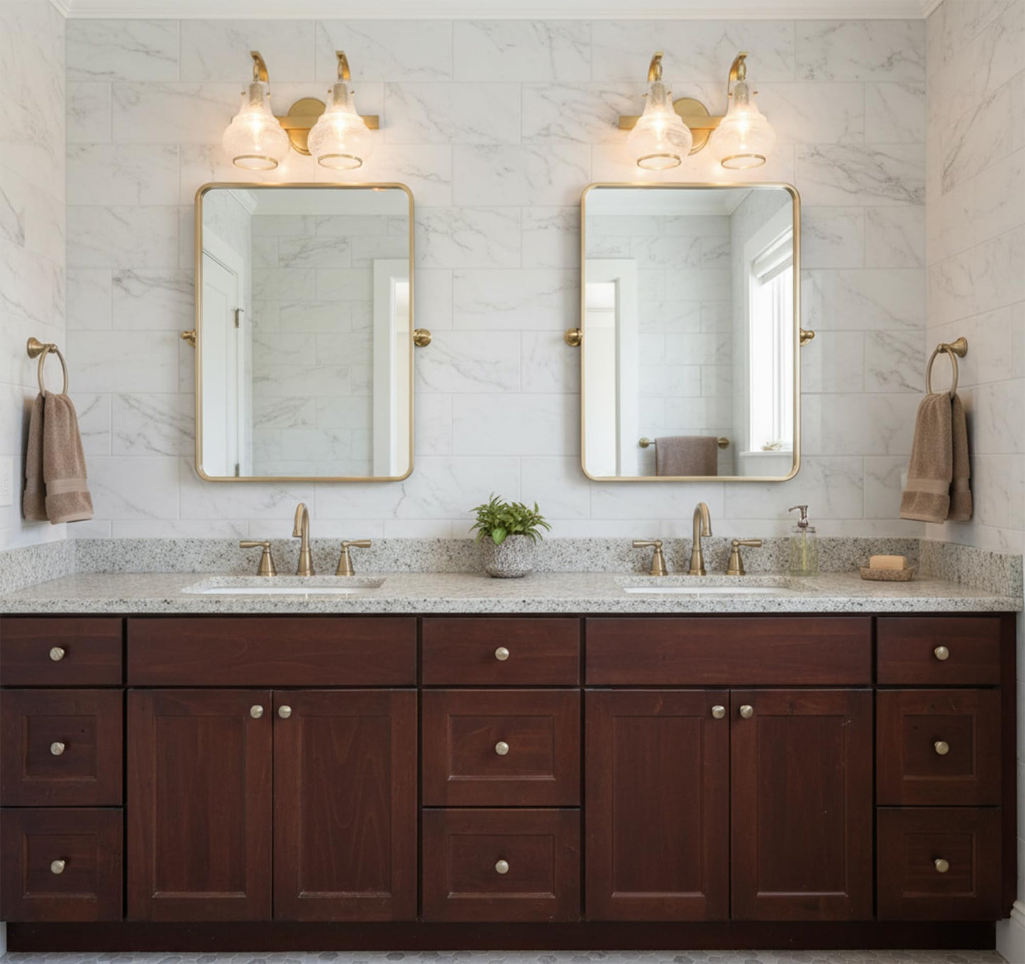 Savoy House 8-4417-2-322 Adams Modern Vintage Traditional White Strie Glass Bathroom Vanity Wall Light, 2-Light 120 Total Watts, 9" H x 16" W, Warm