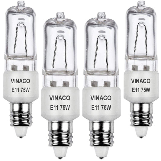 Vinaco JDE11 Halogen Bulbs, 75W 120V, Dimmable Warm White 2700K, 4-Pack