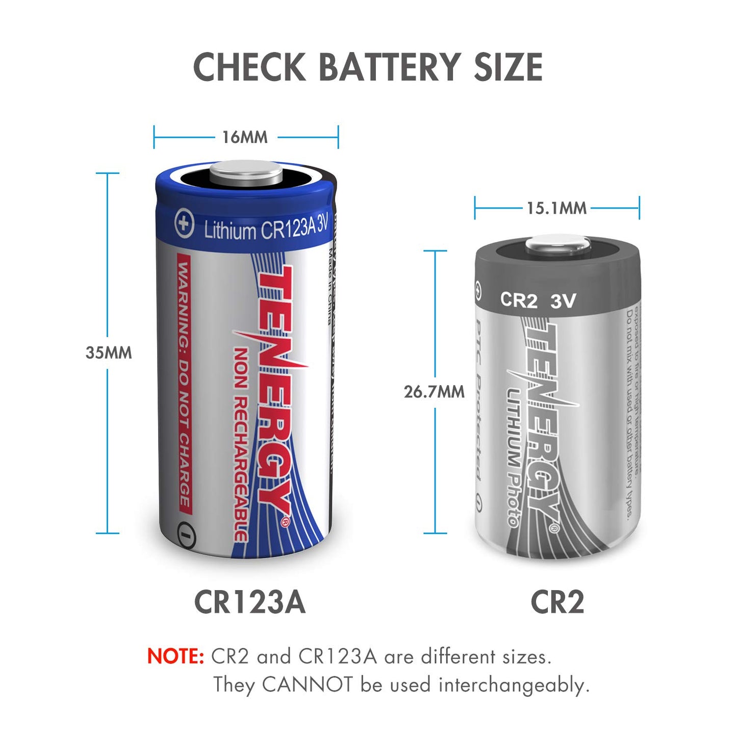 Tenergy 3V CR123A Lithium Battery, High Performance CR123A Cell Batteries PTC Protected for Smart Sensors 4 Pack (Non-Rechargeable)
