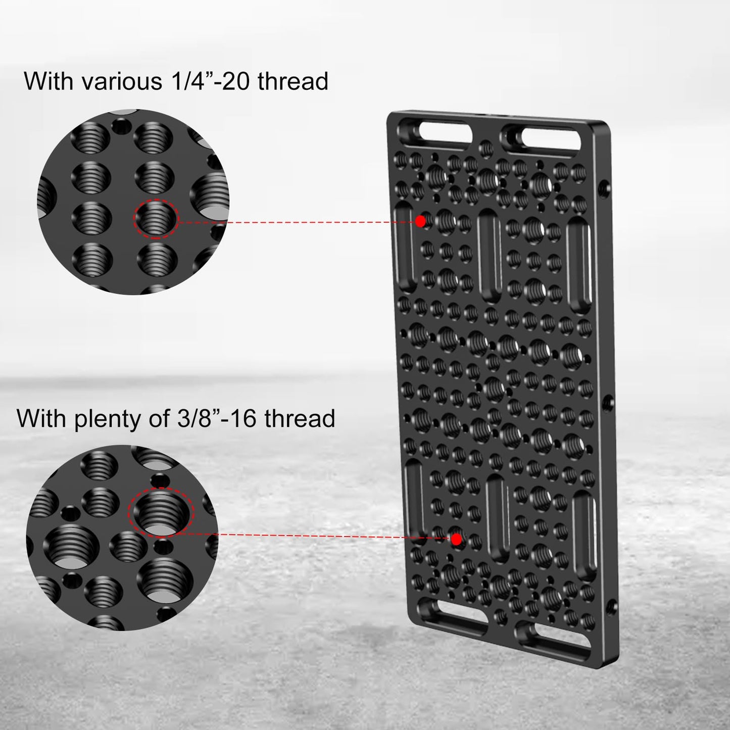 DINESK Multi-Functional Camera Cheese Plate with 1/4"& 3/8 Threads,7.87"/200mm Large Cheese Plate Aluminum Alloy Breadboard for Cameras,Monitors