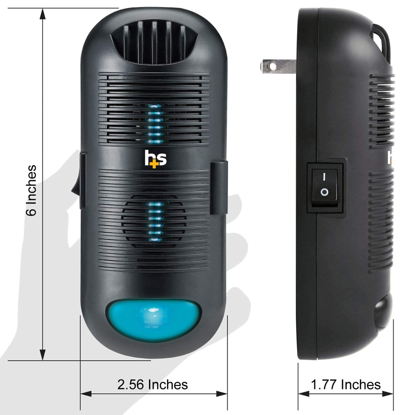 HealthSmart Air Purifier and Air Sanitizer with UVC Ultraviolet Light That Cleans up to 300 Square Feet Pluggable, Black, 1 Count
