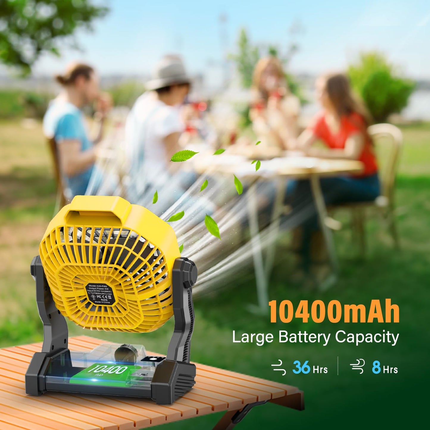 JINLICTE Solar Fan with LED Lantern, Camping Fan with 7W Solar Panel, Rechargeable Solar Powered for Outside, Quiet Battery Operated Tent for Picnic