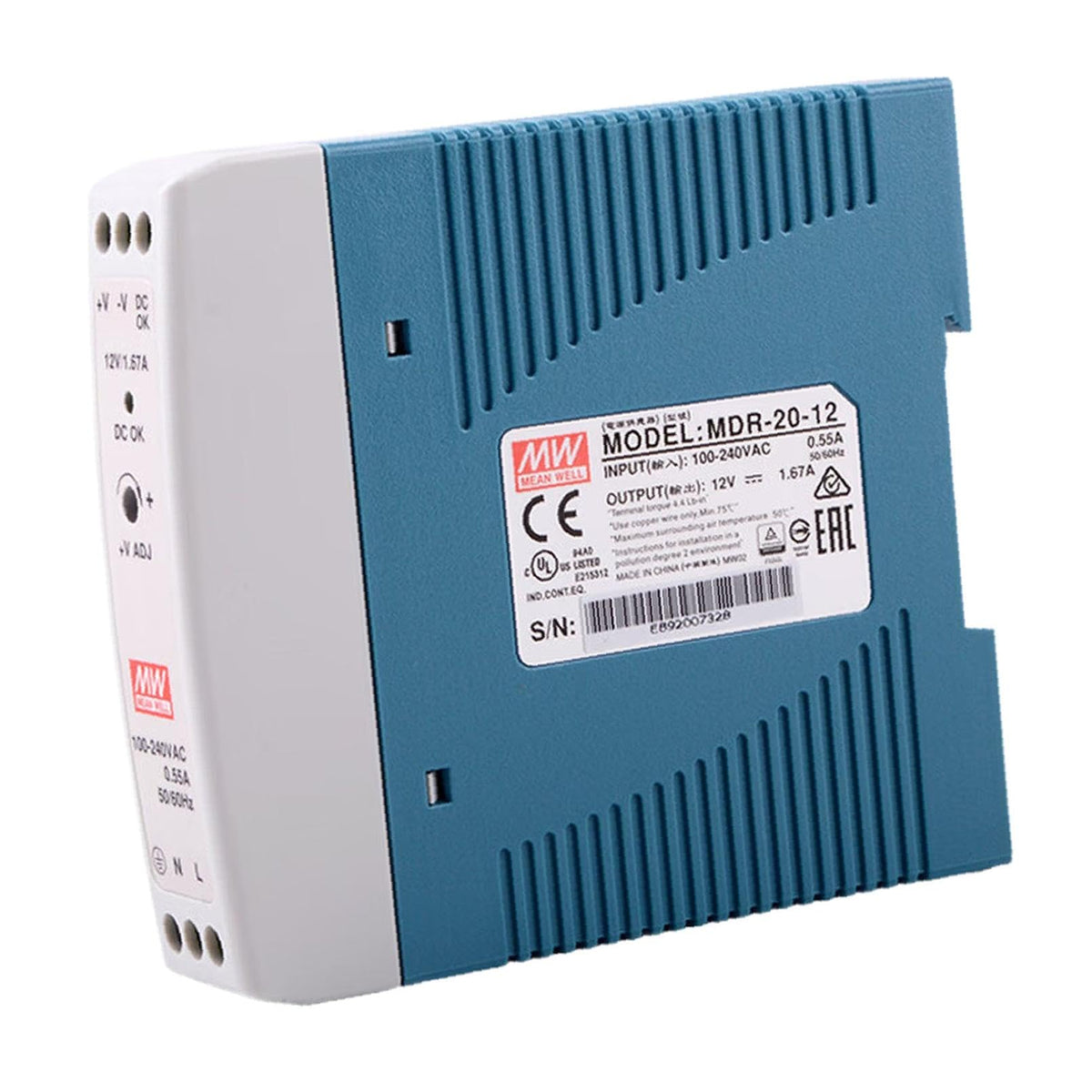 AC to DC Power Supply Enclosed LED Single Output 12 Volt 1.67 Amp 20 Watt