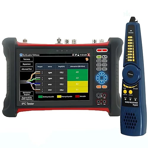 EVERSECU 7-inch retina touch screen all-in-one multi-functional 4K IP Camera Tester 8MP HD-SDI/TVI/AHD/CVI CCTV Tester, Multimeter, TDR Cable
