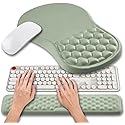 Hokafenle 2 in 1 Ergonomic Mouse Pad Wrist Support & Wrist Rest for Computer Keyboard Set, with Relieve Carpal Tunnel Pain Massage Bulge and Full
