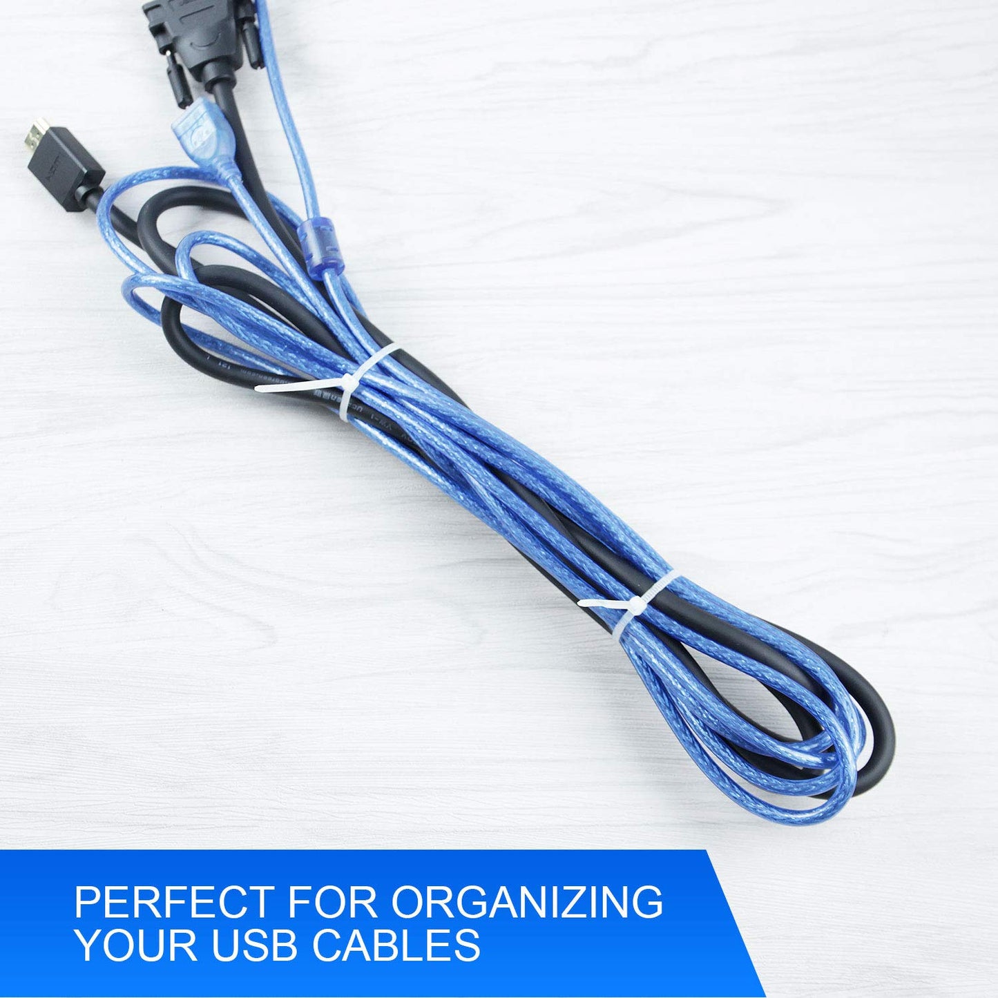 Simple Deluxe HICBLETIE6 200-Pack 6 Inch Self-Locking Versatile Nylon Cable Wire Zip Ties in Black & White, 6inch 200pcs