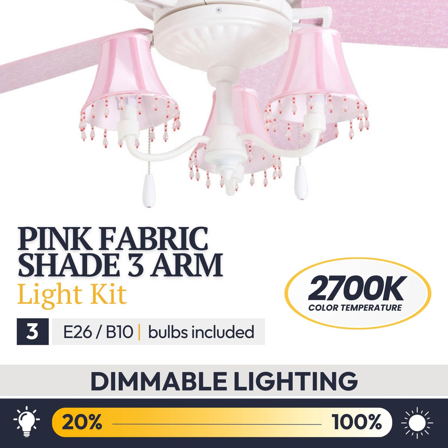Prominence Home Elsa, 48 Inch Princess Style Indoor LED Ceiling Fan with Light, Pull Chain, Three Mounting Options, 5 Dual Finish Blades, Reversible