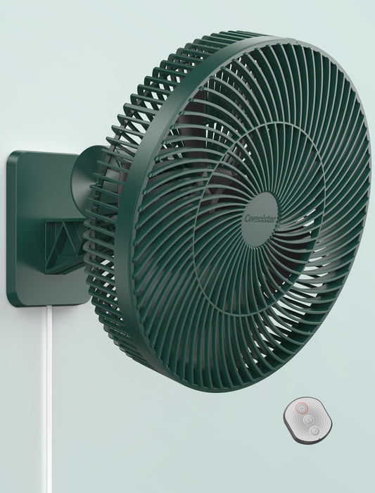 Comoistar 12-Inch Wall Mount Fan with Remote, 4 Speed Timer, 90° Oscillating Quiet Fan, 125° Tilt, Include 8.2ft Cord and Power Adapter for Bedroom
