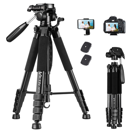 VICTIV 74” Camera Tripod, Tripod for Camera and Phone, Aluminum Professional Tripod Stand for Canon Nikon with Carry Bag and Phone Holder, Compatible