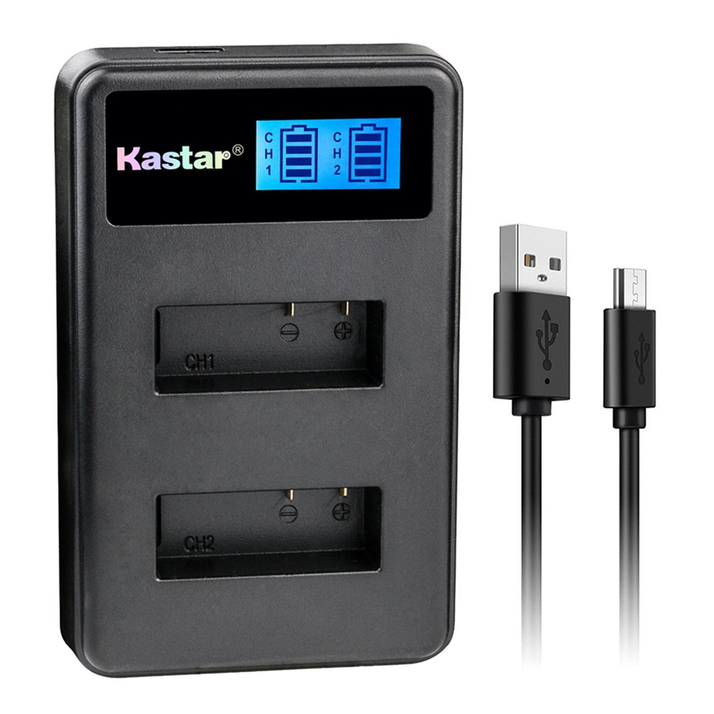 Kastar LCD Dual USB Charger for Eken PG1050 SJCAM SJ4000B & Evolveo Sportcam W7 Evolveo Sportcam W8 QUMOX SJ4000 QUMOX SJ4000 WiFi QUMOX SJ5000 QUMOX