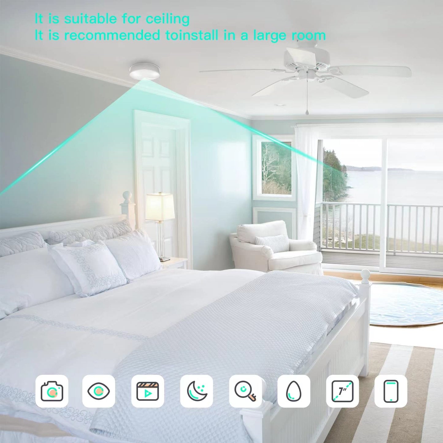 PINKOALA Intelligent Smoke Camera, Supports Remote Monitoring with Mobile Phone, 1080P high-Definition WiFi, Suitable for Home Security