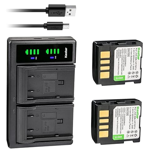 Kastar 2-Pack BN-VF707 Battery and LTD2 USB Charger Replacement for JVC GZ-MG21ZEZ GZ-MG21U GZ-MG21US GZ-MG22 GZ-MG22AG GZ-MG22AS GZ-MG22ER GZ-MG24