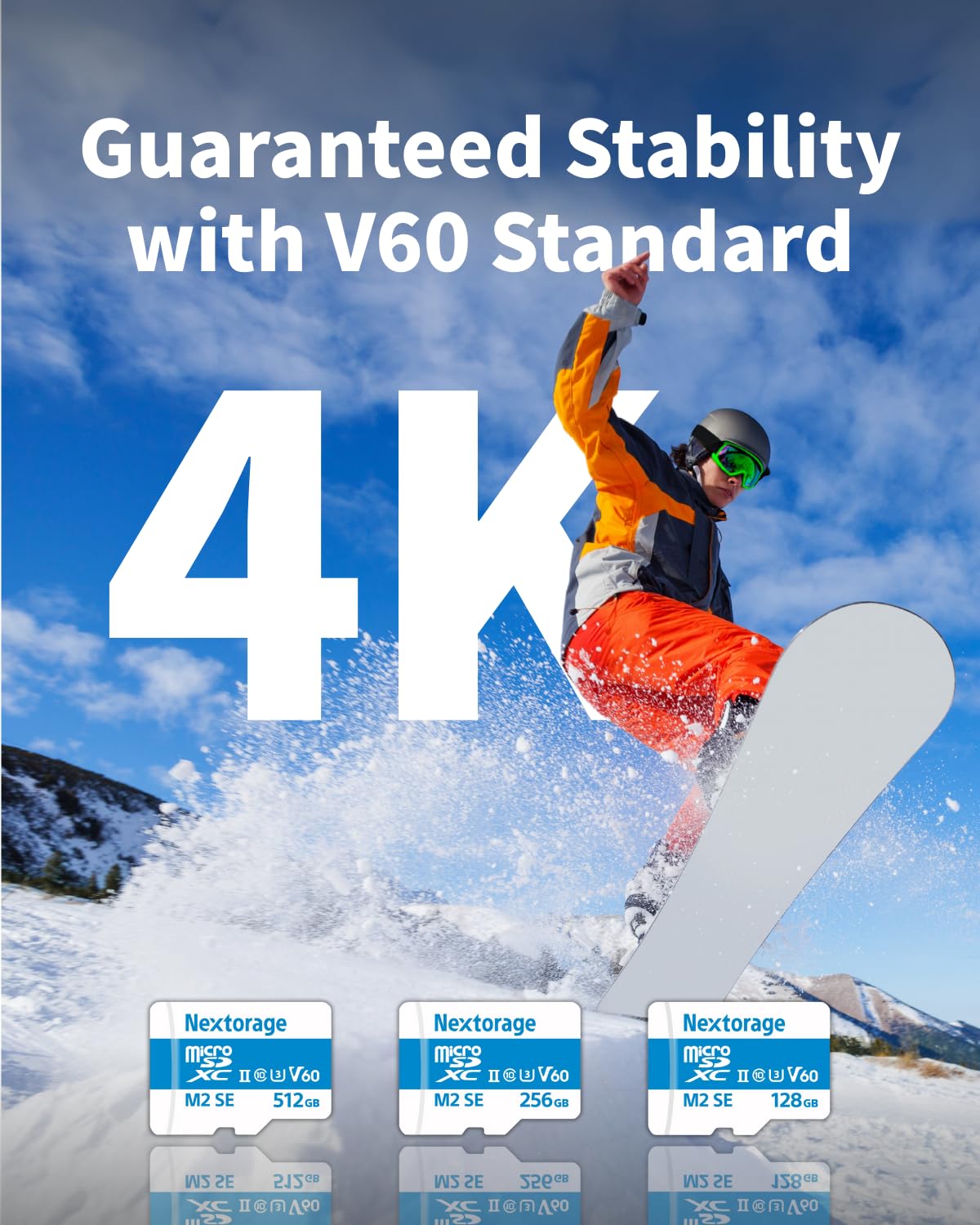 Nextorage Japanese Manufacturer UHS-II Micro SD Card 128GB microSDXC U3 V60 Max. Read Speed 280MB/s Max. Write Speed 100MB/s NX-M2SE128G microSD Card