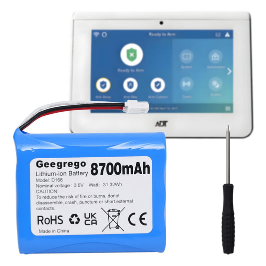Upgraded 300-10186 Replacement Battery for ADT Command Smart Panel ADT5AIO-1/2/3, ADT7AIO-1 & Honeywell Home Security System Keypad ADT2X16AIO-1/2