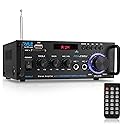 Pyle 200W Wireless Bluetooth Stereo Power Amplifier - 2-Channel Audio Receiver with RCA - USB - SD - MIC IN - FM Radio - Remote Control - AUX Input