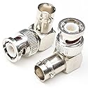 ANHAN BNC Male to Female Right Angle Connectors, Coax Cable Adapters, 90 Degree RF Coaxial Connector for CCTV (2 Packs)