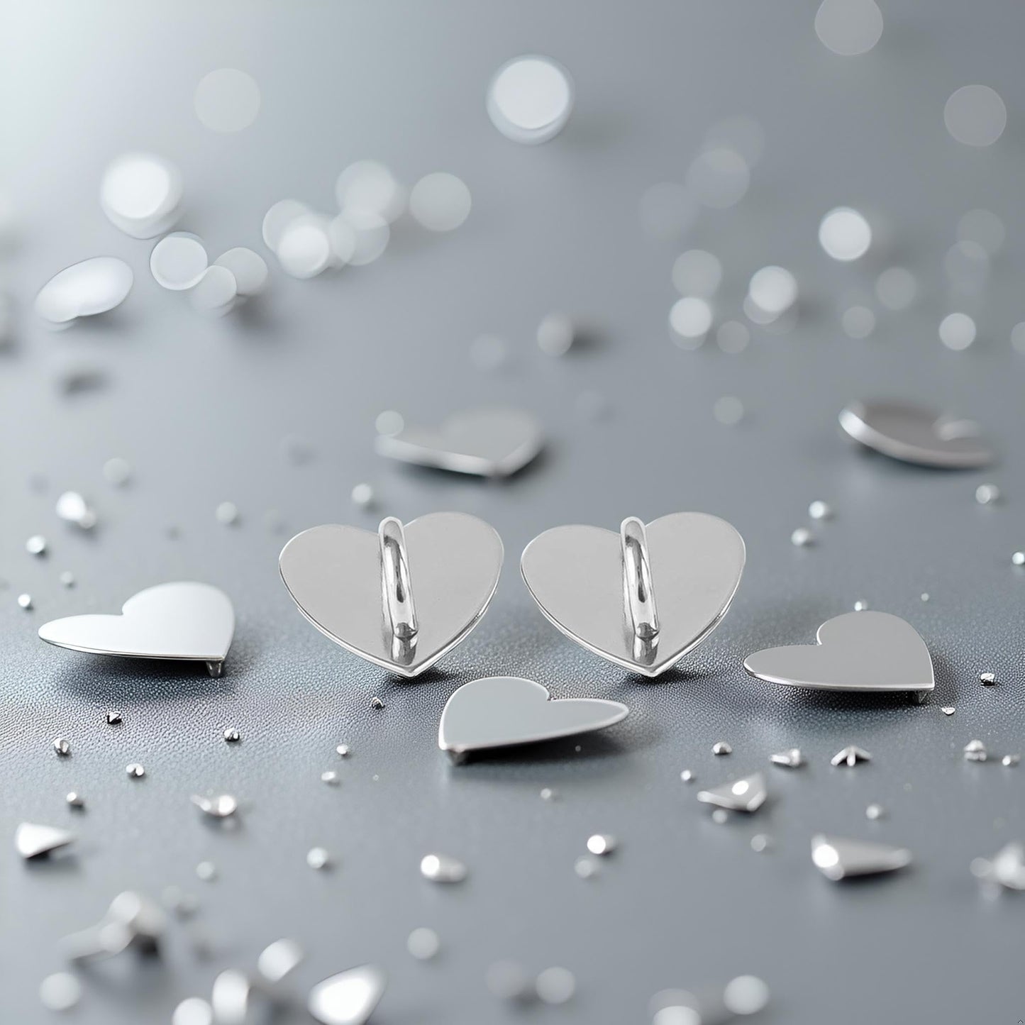 2pcs Silver Heart Phone Adhesive Finger Ring Geometry Metal Phone Holder Charm Hook for DIY Hanging Supplies Phone Keychain Accessories,Stands