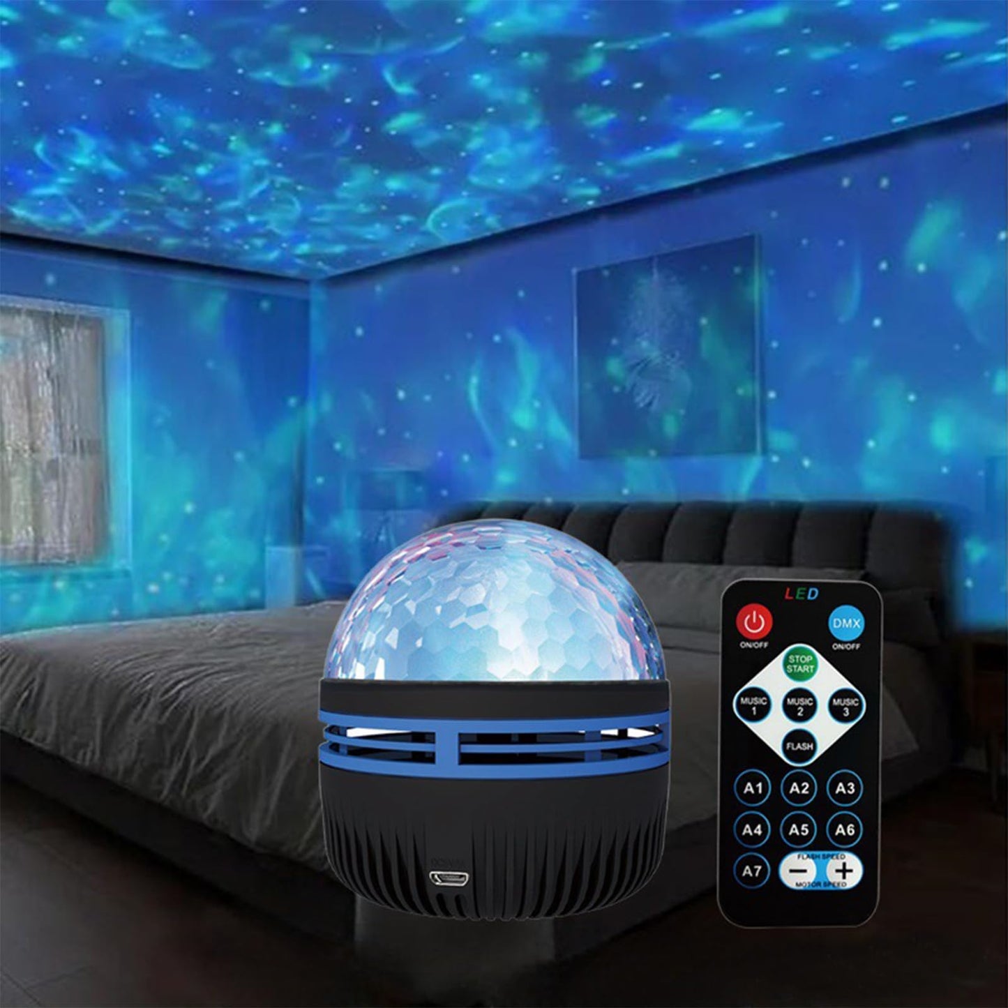 2 in 1 Northern Lights and Ocean Wave Projector with 14 Effects of Galaxy Light for Game Rooms, Parties, Light Projector for Bedroom, Compatible
