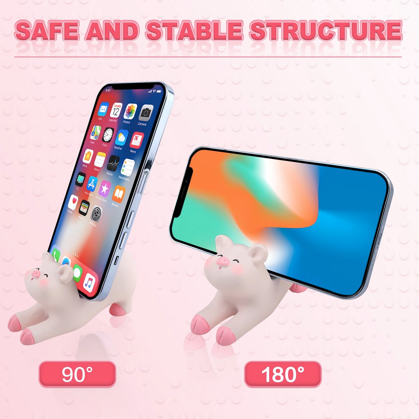 Seninda Cute Pig Phone Holder - Pink Resin Cellphone Stand for Desk, Animal Desktop Accessory and Office Decor