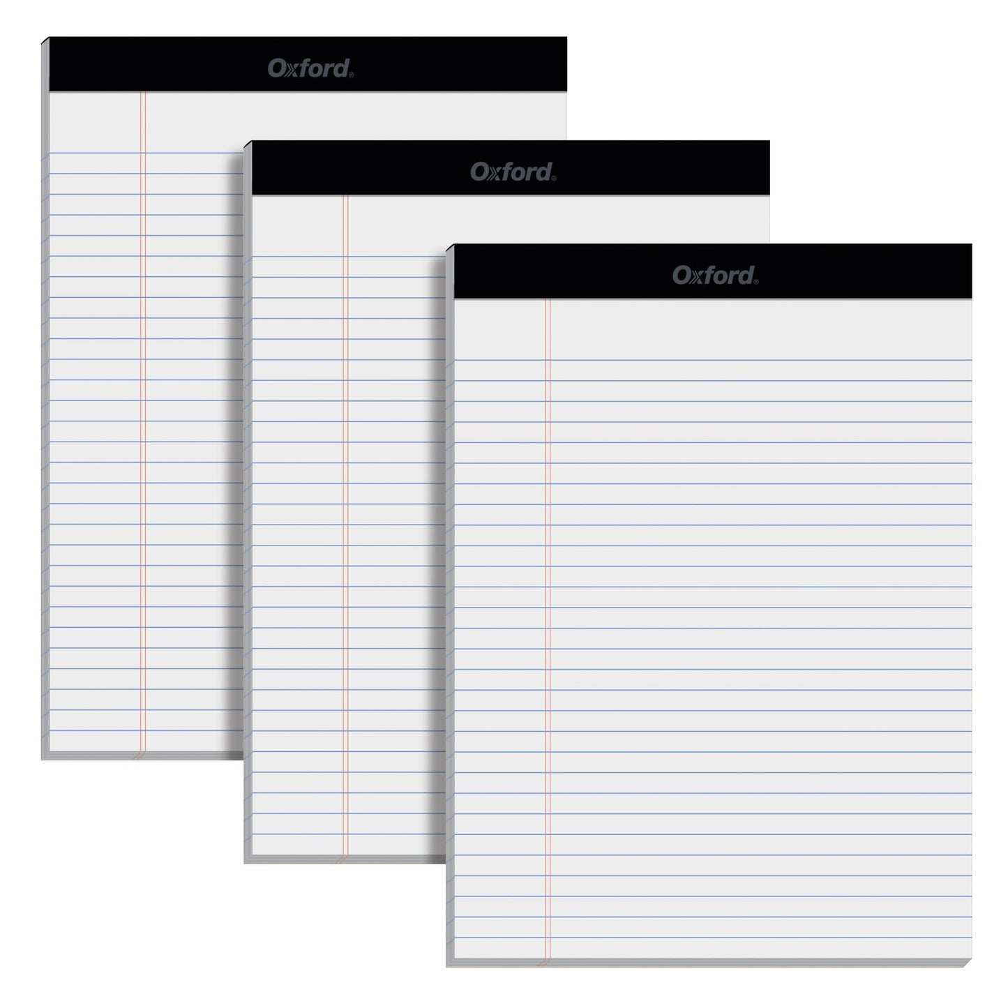 Oxford 8.5 x 11.75 Inch Legal Pads, 3 Pack, Wide Ruled on Both Sides, White Paper, 50 Perforated Sheets Per Writing Pad, Proudly Made in the USA