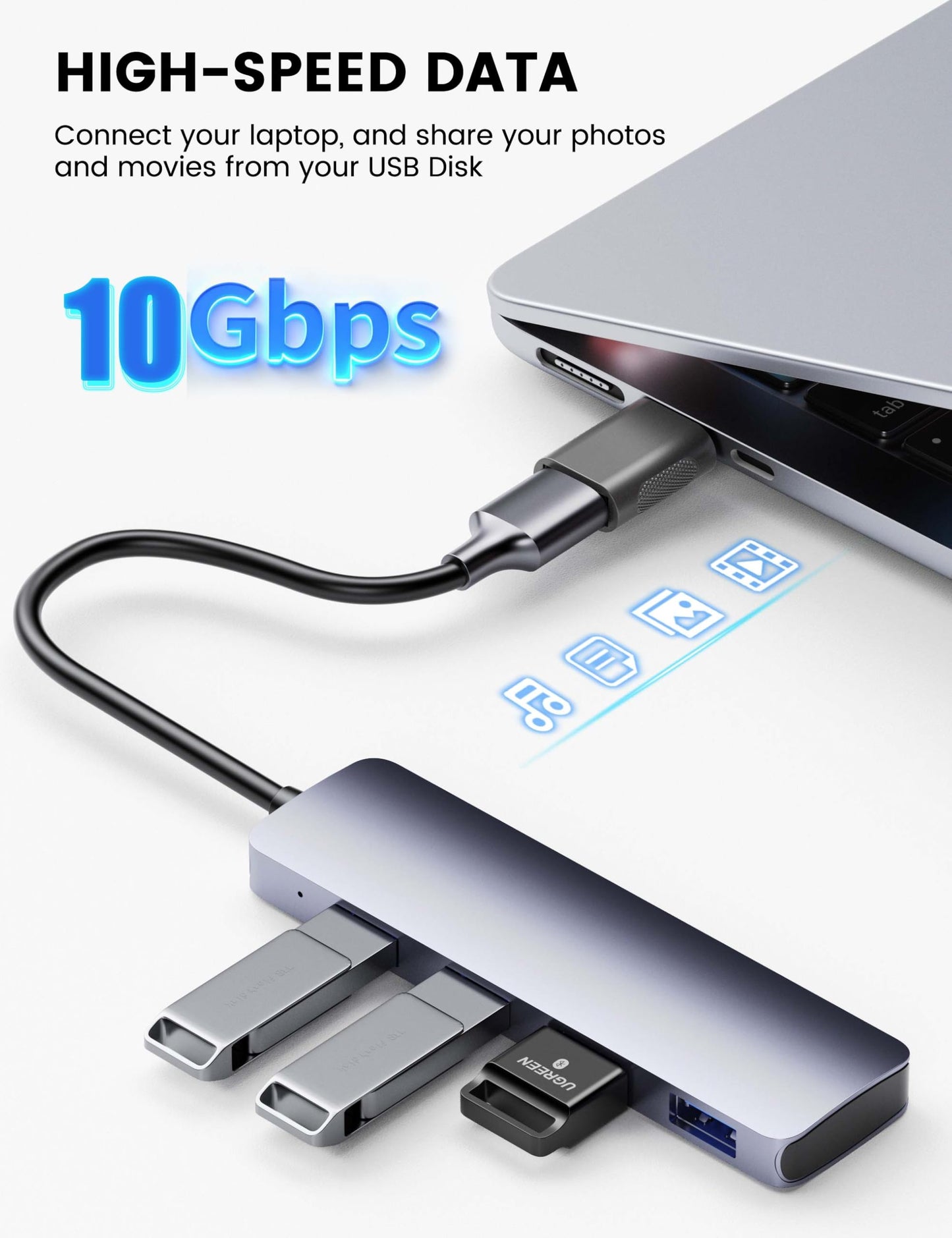 POHFP USB C Adapter (4 Pack), Type C Male to USB Female Connector, USB 3.0 Female to Thunderbolt 4/3 Adapter Compatible with MacBook Pro, Chromebook…