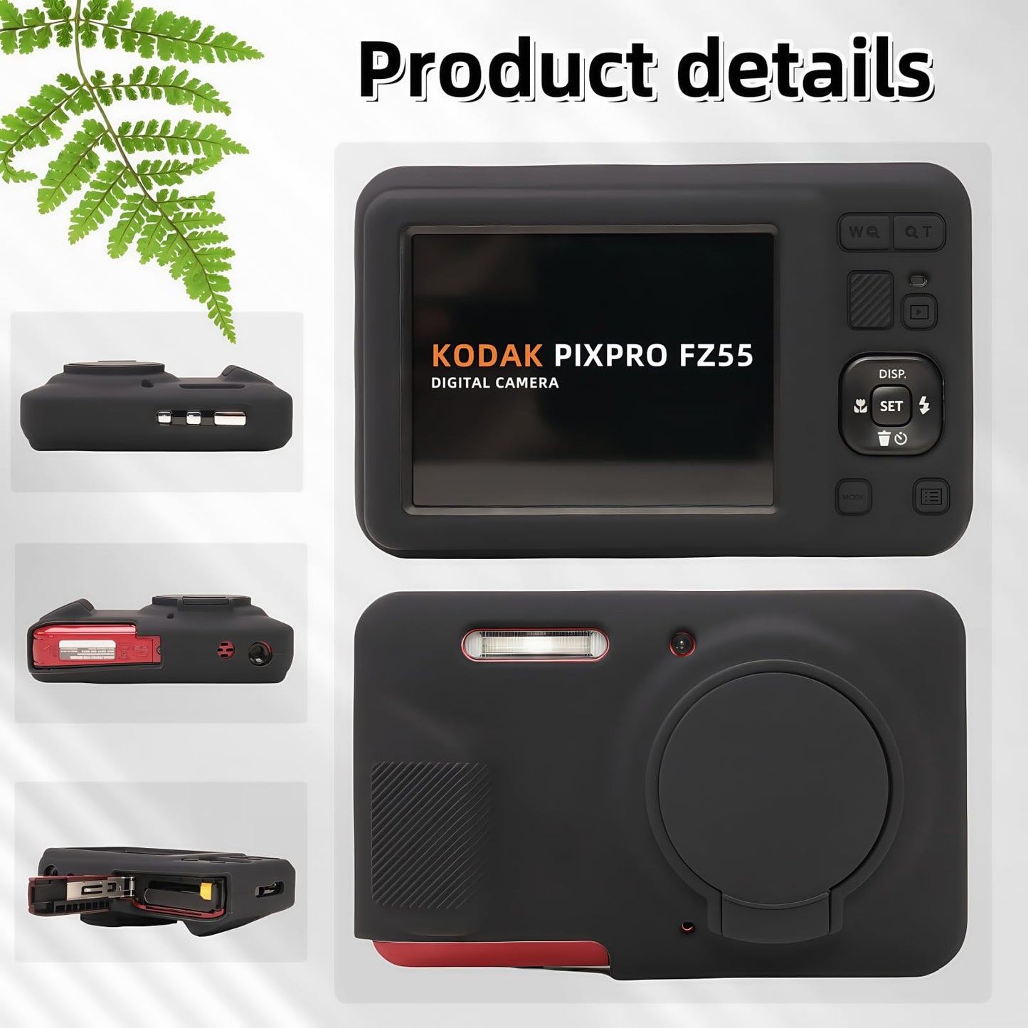 SZHSYJY Case for Kodak PIXPRO FZ55,FZ55 accessories,Soft Silicone Protective Case Removable Lens Cover,Comes with 2 Screen Protectors and 1 Wrist
