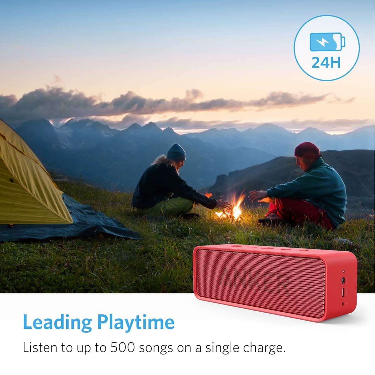 Soundcore Anker 24-Hour Playtime Bluetooth Speaker with 10W Limited Output, Stereo Sound, Rich Bass, 66 ft Bluetooth Range, Built-in Mic. Portable