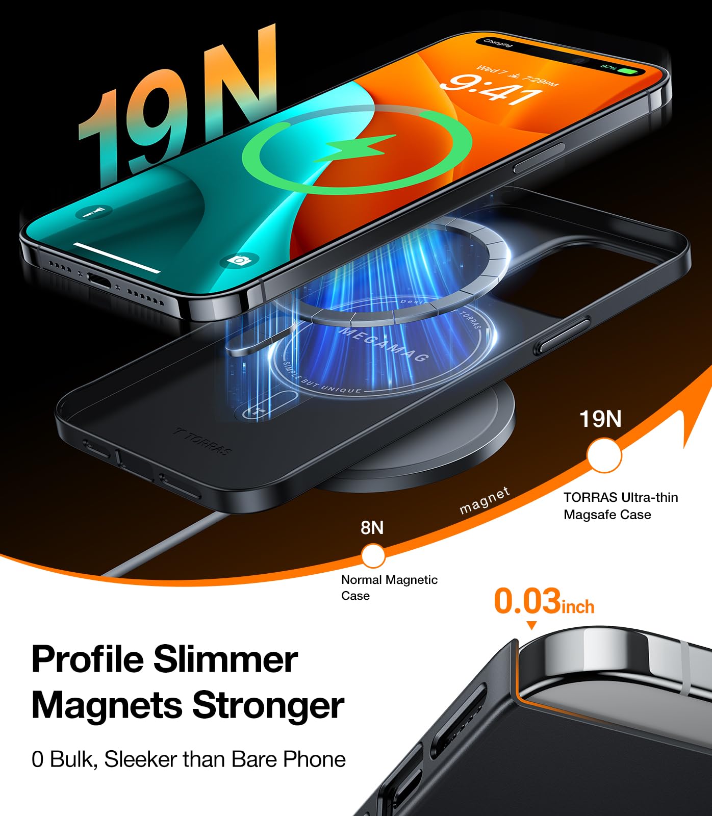 TORRAS Slim Fit for iPhone 15 Pro Max 2023 Magnetic Case (3rd Gen),Ultra Thin Lightweight Matte Hard PC 15 Pro Max Phone Case, Metallic Black