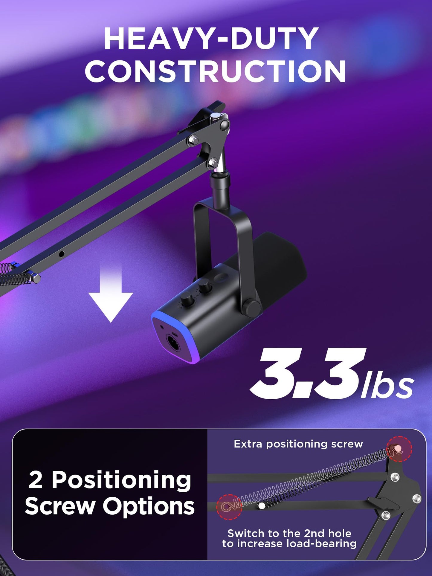 InnoGear Microphone Stand Mic Boom Arm for Blue Yeti HyperX QuadCast S SoloCast Snowball Fifine K669B and other Mic, with Shock Mount Windscreen Pop