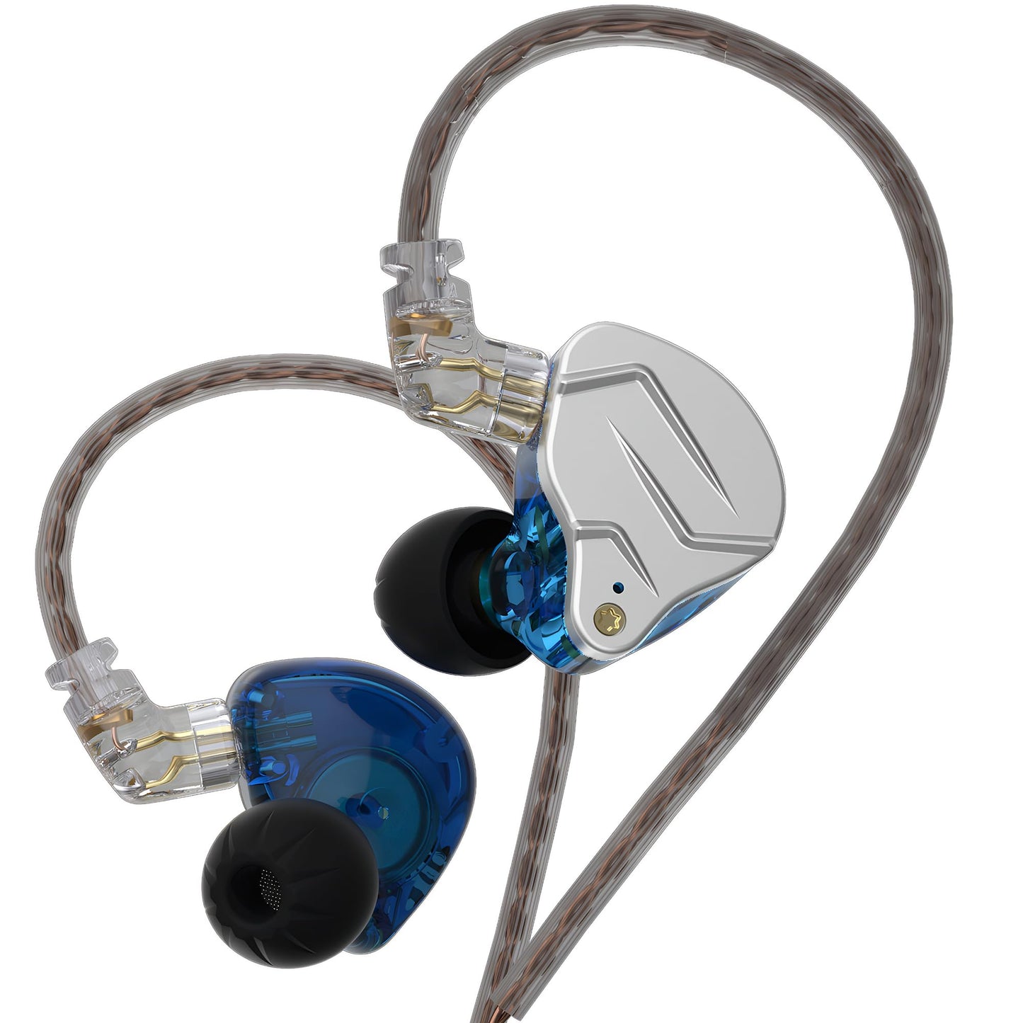 erjigo KZ ZSN Pro Dynamic Hybrid Dual Driver in Ear Earphones Detachable Tangle-Free Cable Musicians in-Ear Earbuds Headphones (Blue Without Mic)