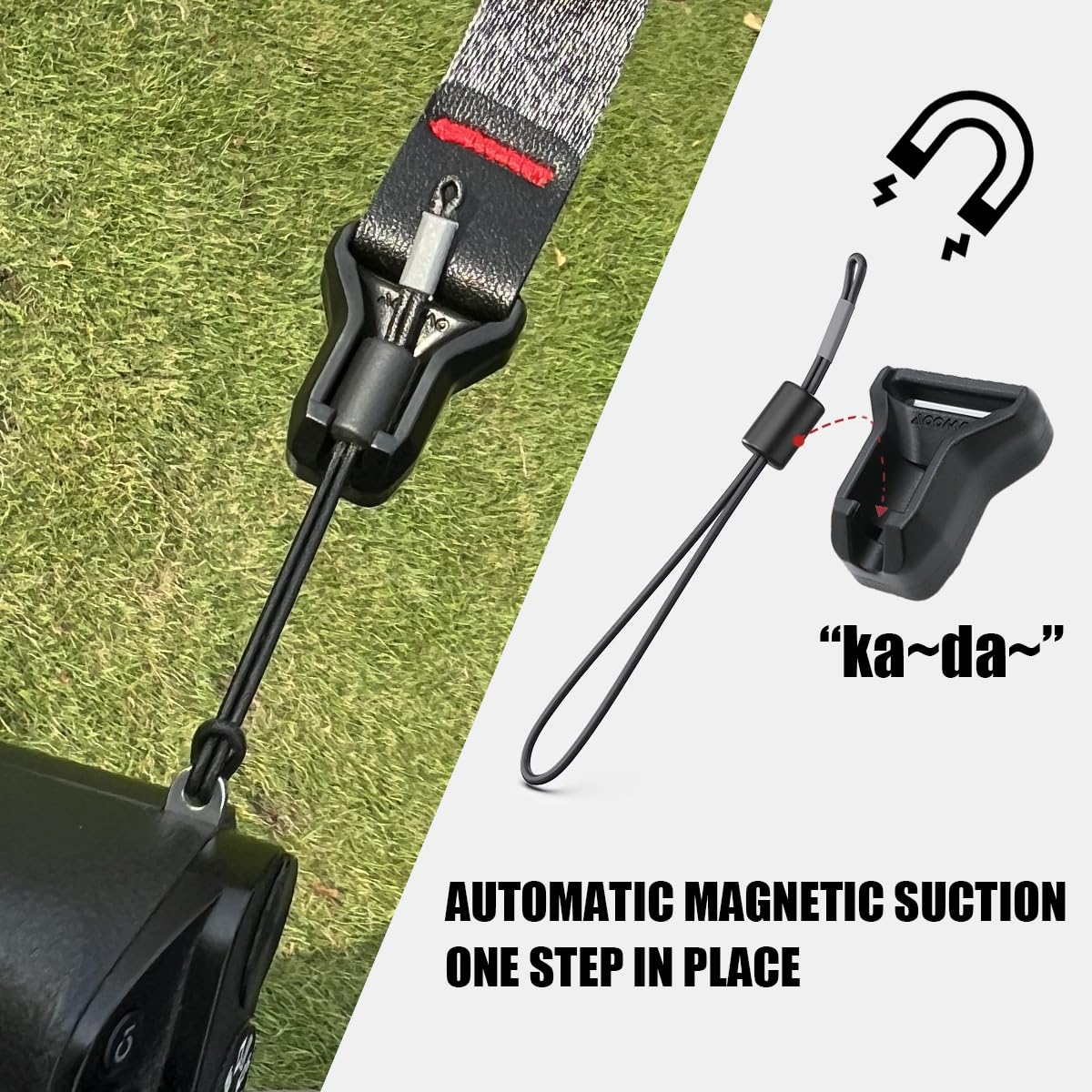 FEFUE Magnetic Buckle Hand Strap [Phone Wrist Strap] Designed for Camera Strap and Phone Strap (Black)