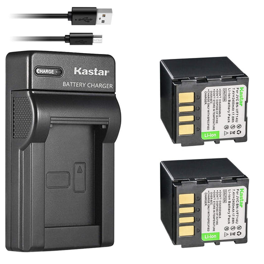 Kastar Battery X2 & Slim USB Charger for JVC BN-VF707 VF707U VF707UE VF707US BN-VF714 VF714L VF714U VF714UE VF714US BN-VF733 VF733U VF733UE VF733US