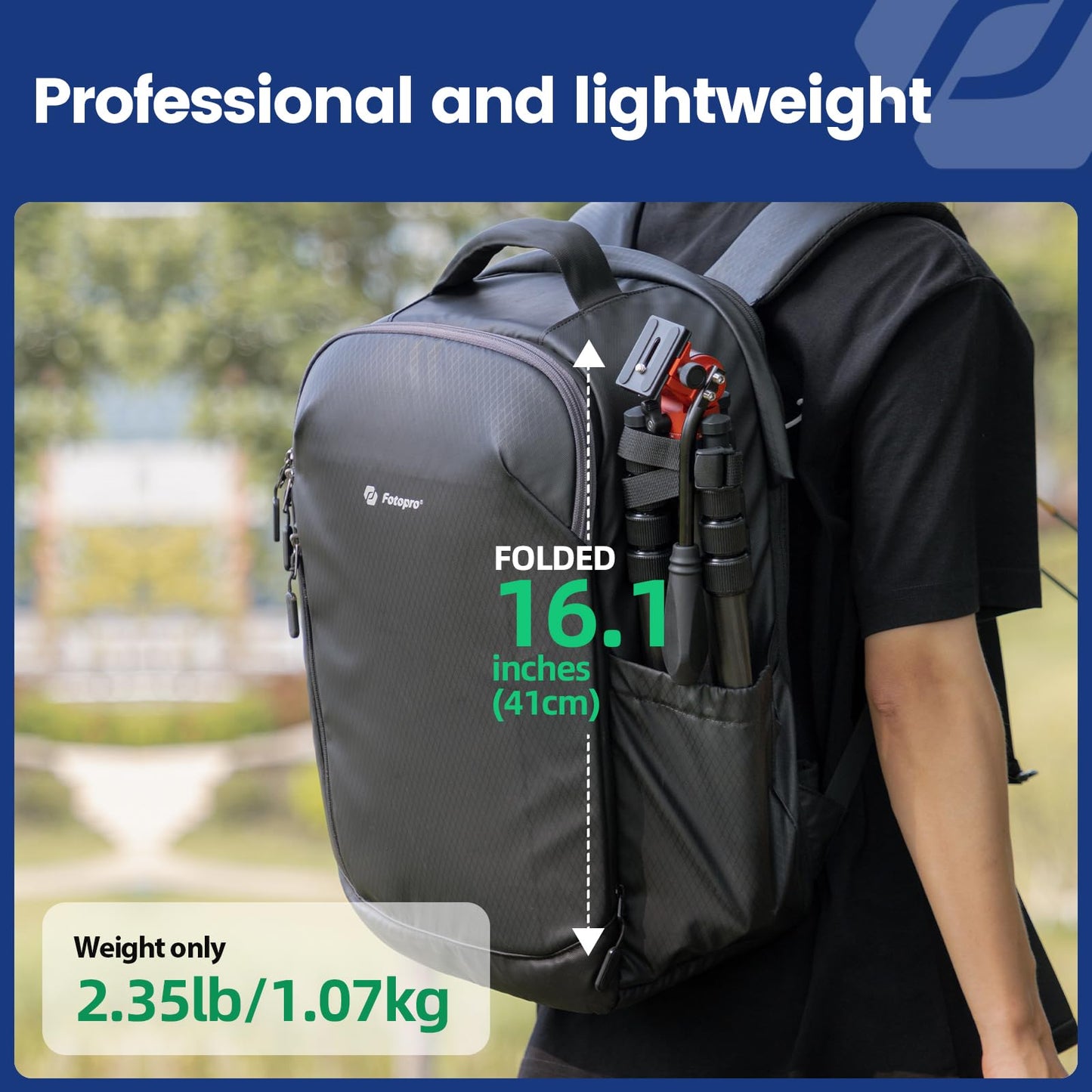 Fotopro 59" Carbon Fiber Travel Tripod with Fluid Head Detachable Monopod with Quick Release Plate and Bag Camera Tripod Load up to 8KG/17.63lbs X-go