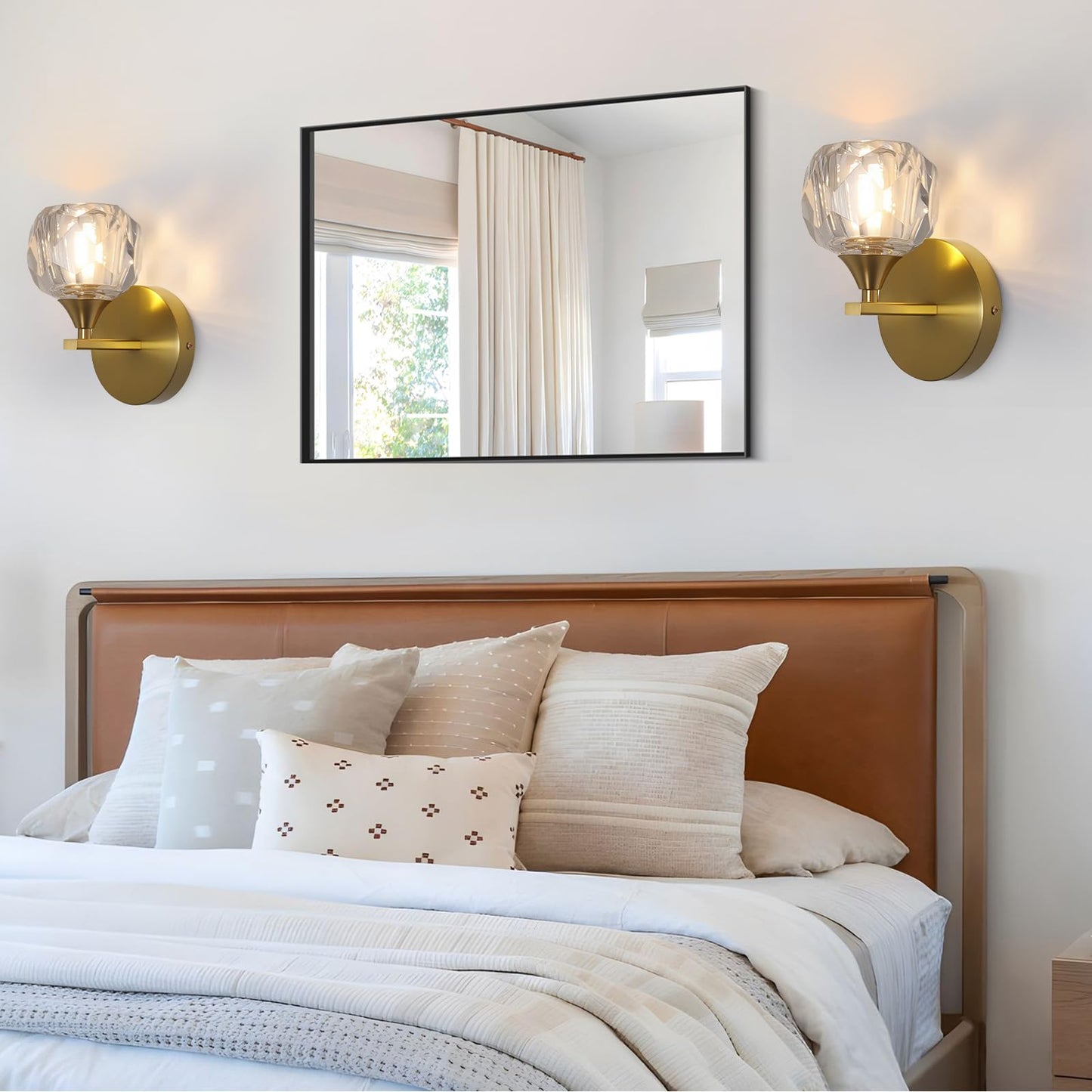 Bektas Set of 2 Wall Sconces for Bathroom, Modern Vanity Light Fixtures, Gold Wall Mount Lighting Lanterns, Wall Lights with Clear Glass Shade
