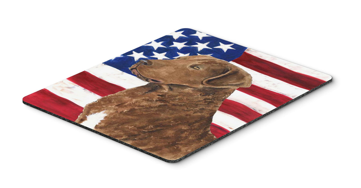 Caroline's Treasures SS4016MP USA American Flag with Curly Coated Retriever Mouse Pad, Hot Pad or Trivet for Home Office Gaming Working Computers