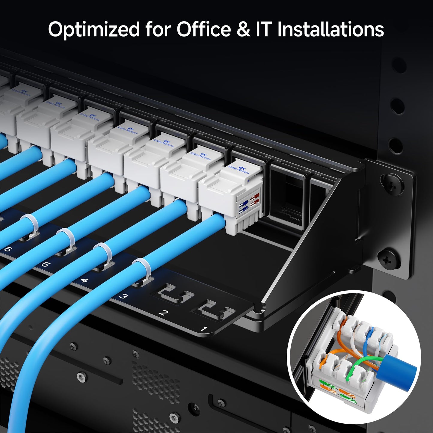 Cable Matters Rackmount or Wall Mount 1U 24 Port Keystone Patch Panel with Cable Management and Support Bar, 19-inch Blank Patch Panel for Keystone