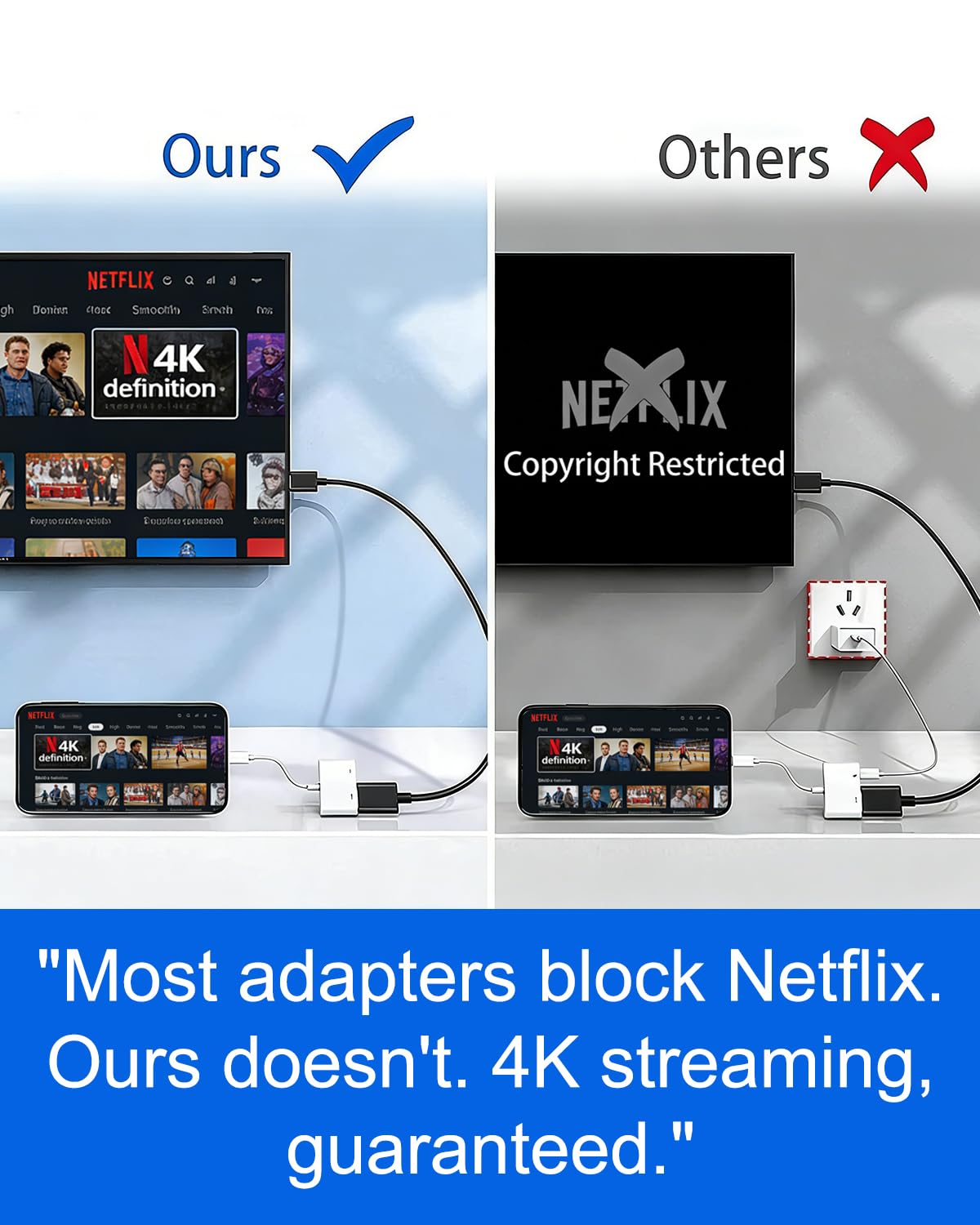 USB C to HDTV Adapter 4K@60Hz with 100W PD Fast Charging[MFi Certified], Compatible with iPhone 17/16/15 Pro Max, MacBook, iPad Pro, Galaxy S25