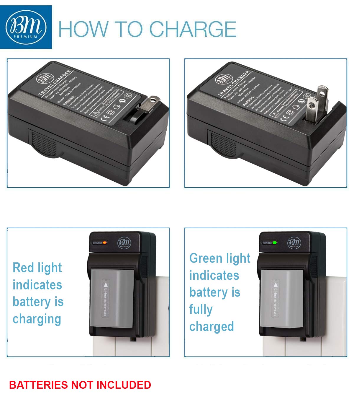 BM Premium NP-FH50 Battery Charger for Sony CyberShot DSC-HX1 DSC-HX100V DSC-HX200V HDR-TG5V DSLR A230 A290 A330 A380 A390 Digital Cameras (BC-TRV