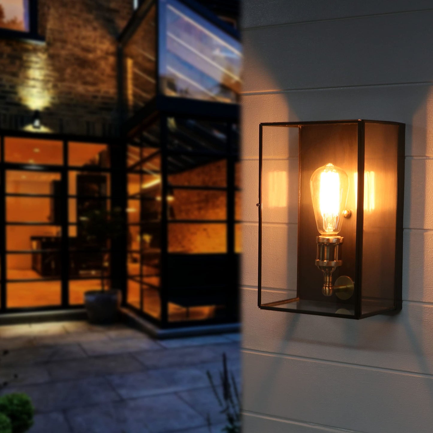 c cattleya Outdoor Wall Light Fixture, Brass Exterior Wall Lantern, Waterproof Outdoor Wall Sconce Front Porch Light with Unique Door Design
