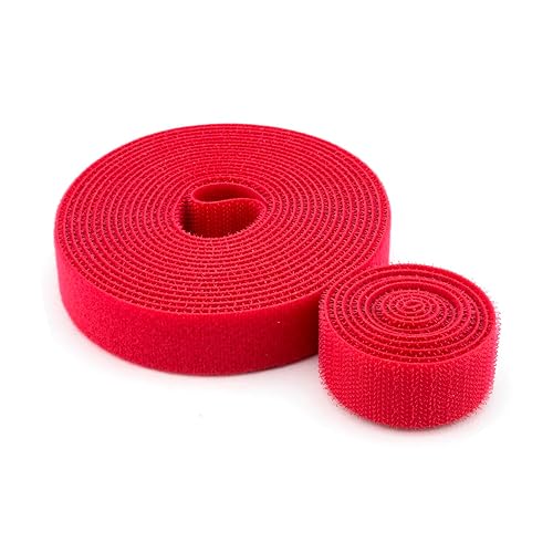 3/4 inch Red Double Sided Hook and Loop Straps 5 Yards Reusable Fastening Tape Cable Ties Hook and Loop Cable Management Tape Cord Wire Organizer