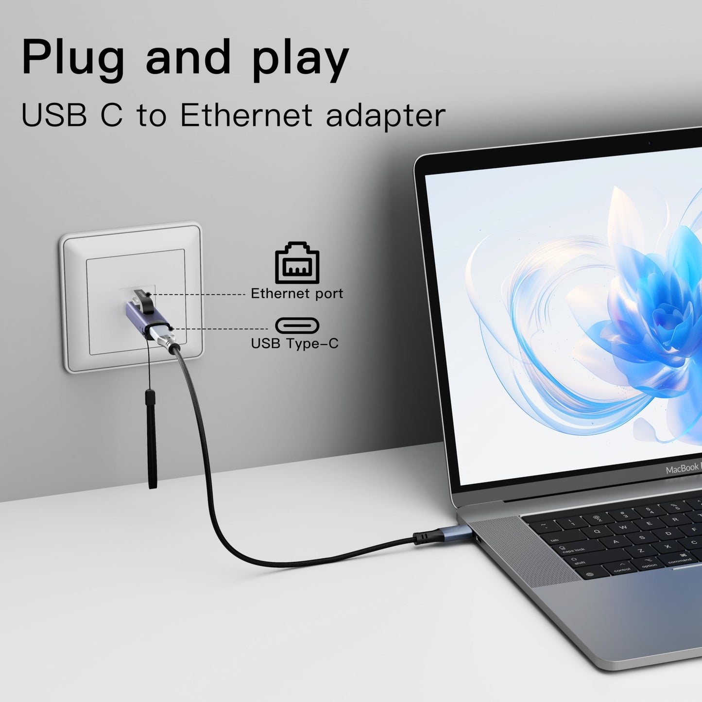 sunshot USB C to RJ45 Gigabit Ethernet Adapter, Portable 1Gbps Gigabit to Type-C Female to RJ45 Male Adapter, Compatible for MacBook Pro/Air, iPhone