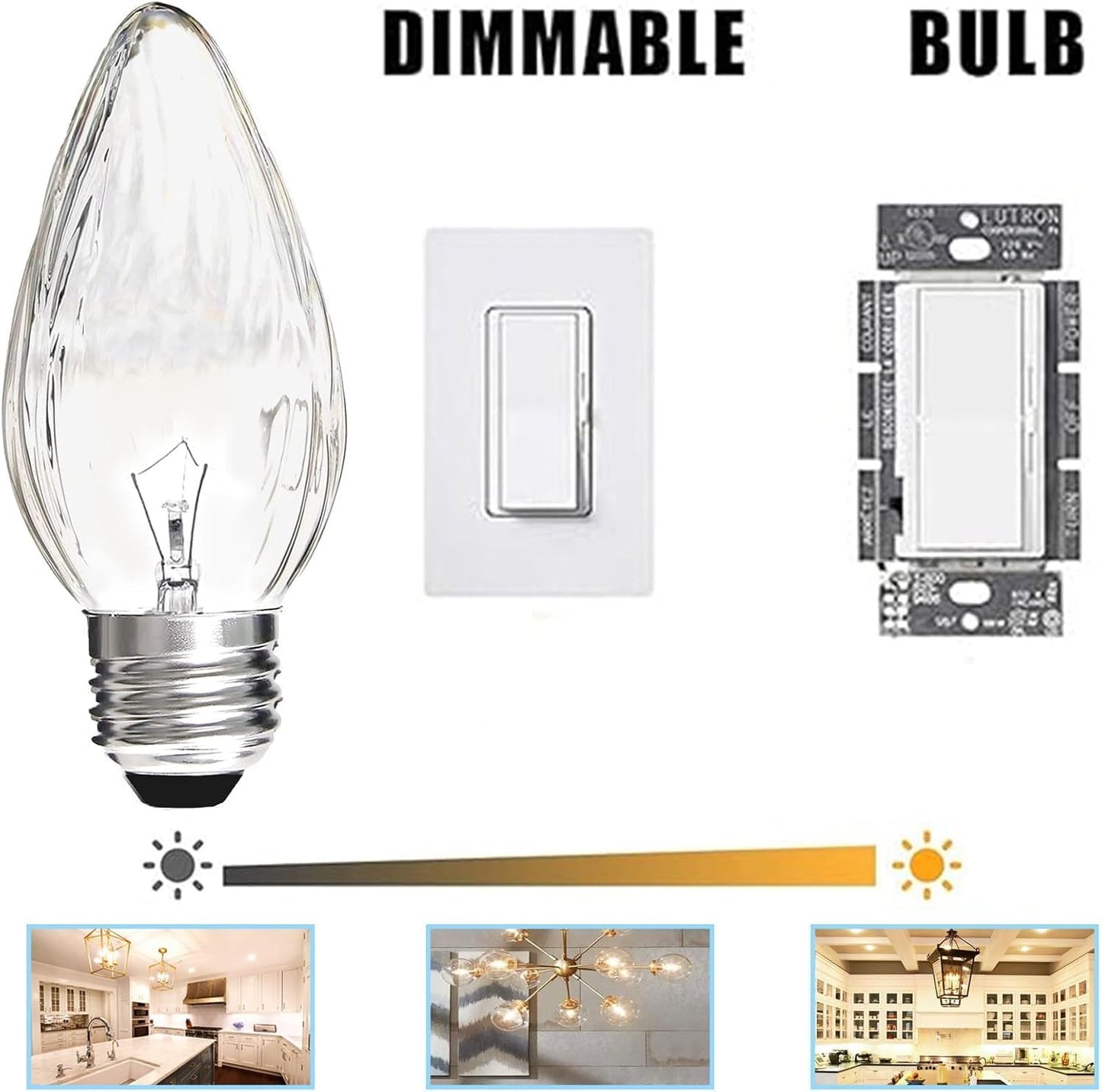 F15 40W Incandescent Light Bulbs, Daylight White 5000K,ge Light Bulbs 40 watt,Dimmable,E26 Medium Base,Vintage Wrinkle Glass Cover