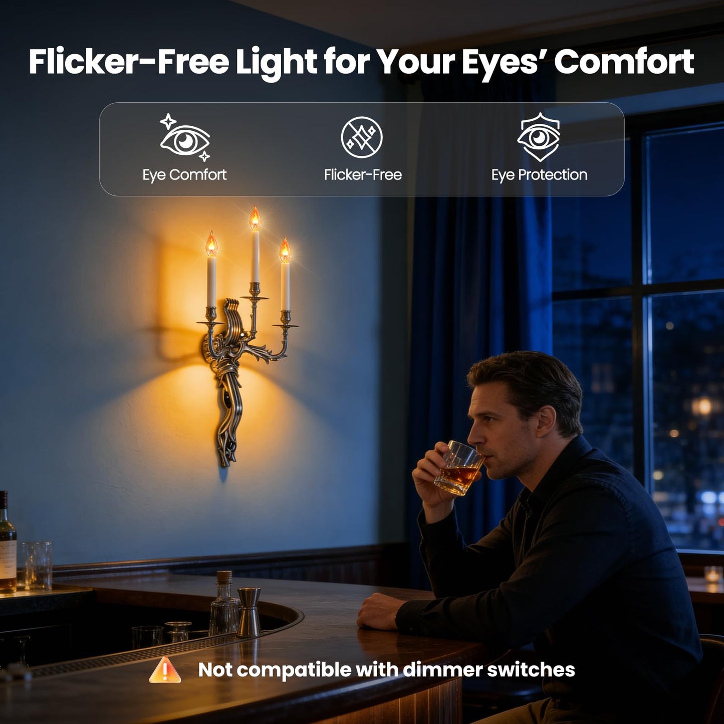 Vicstone LED E12 Flickering Light Bulb, Realistic Flame Light Bulbs