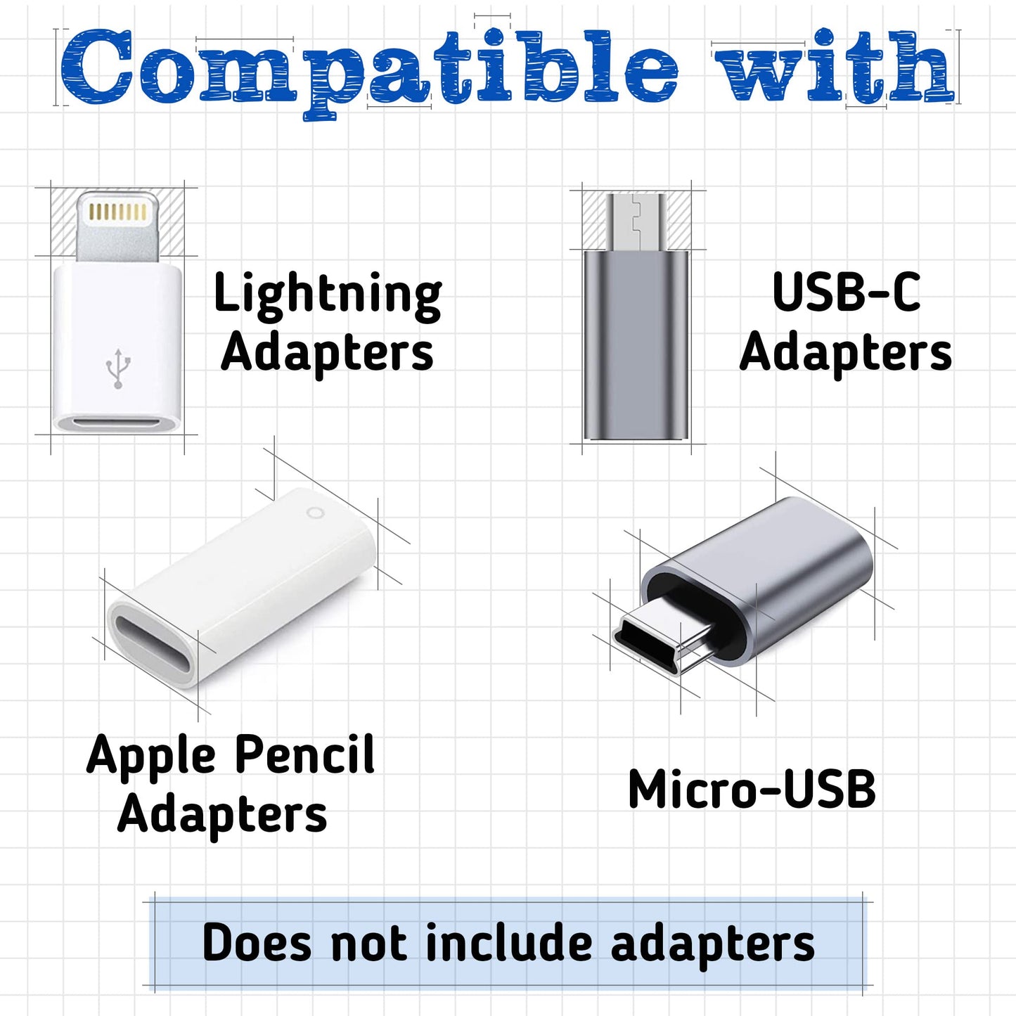 [5-Pack] Charging Cable Keeper/Adapter Tether/Holder, Compatible with Apple Pencil USB-C Adapter, Micro USB Adapter | Perfect for Keychain, Car…