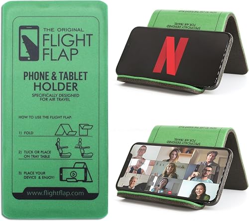 Flight Flap Airplane Phone Holder, Flexible Cell Phone Holder, Folding Cellphone Stand for Desk, Bed, Office, Treadmill - Airplane Gadgets for Long